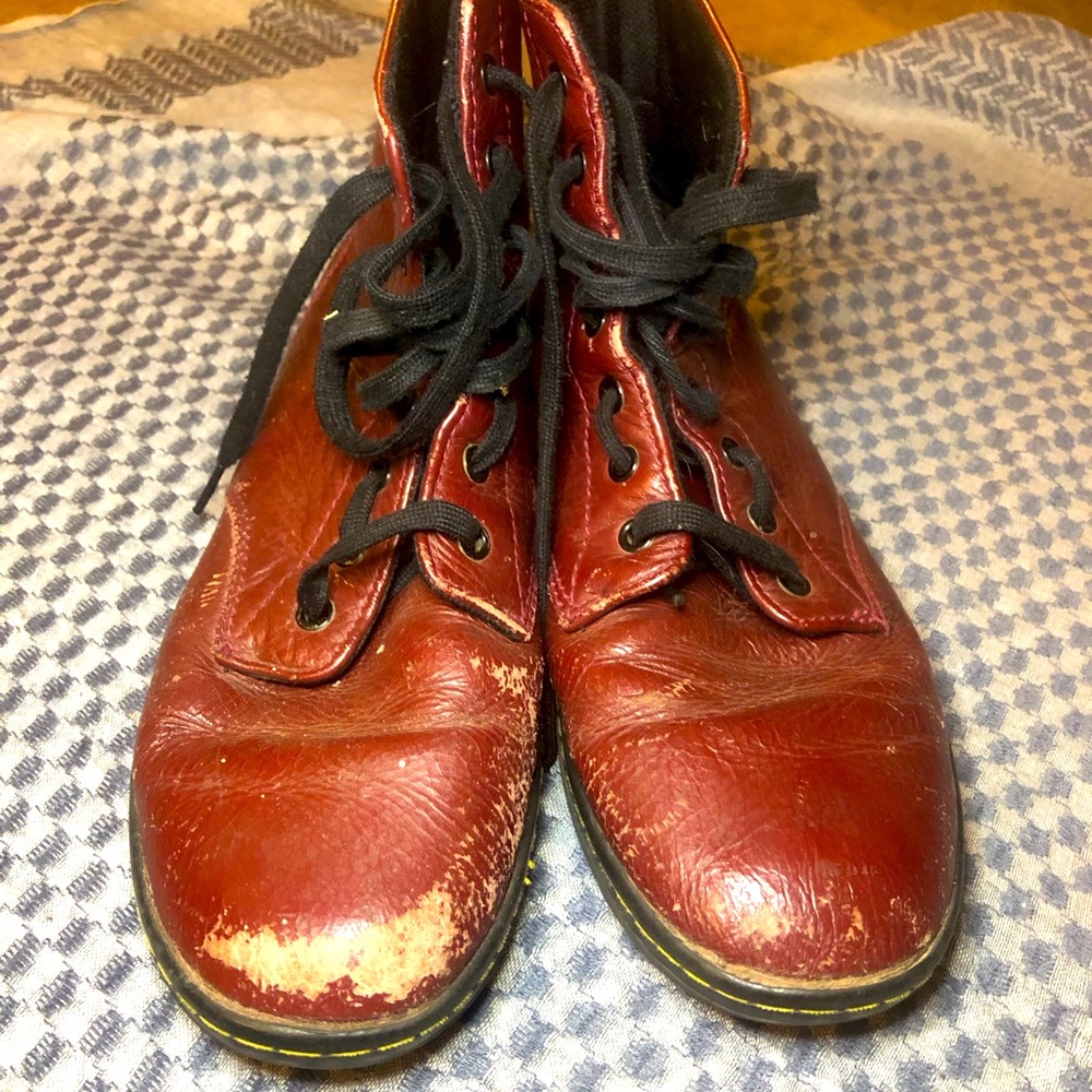 Dr. Martens Leyton Cherry Red Women’s Casual Leather Boot Size 11